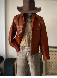 M￤ns jackor skr￤ddarsy Brando Super Top Quality Italian Oil Waxed Leather "Governor" American Vintage Jacket Asian Size Coat