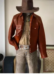 Herrenjacken, Schneider Brando, Super-Top-Qualität, italienisches, ölgewachstes Leder, „Governor“, amerikanische Vintage-Jacke, Mantel in asiatischer Größe