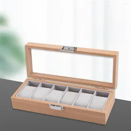 Watch Boxes Wood Wrist Display Case Box W/Clear Top Jewelry Storage Organizer 6 Slot Dividers Keeps Everything Neat And Organized