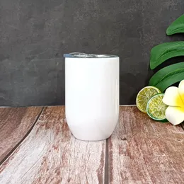 Seyahat Bardakları 12oz Şarap Tumblers Diy Kahve Kupaları Süblimasyon Çift Katmanlı Paslanmaz Çelik Yumurta Tumbler Slayt İzli Vakum Boş Beyaz Su Şişesi