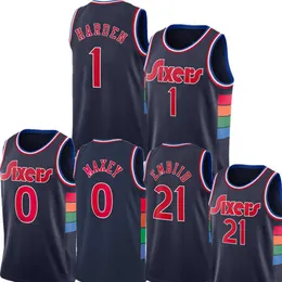 2022 Joel 21 Embiid Jerseys Jame 1 Harden Tyrese 0 Maxey City Basketball Jersey Allen 3 Iverson