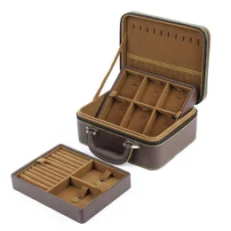 Jewelry Boxes New Double-layer Leather Multifunctional Travel Portable Professional Detachable Storage L221021