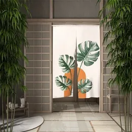 カーテン和風ドアプリントパーティションキッチン戸口装飾植物シンプルなドレープカフェレストラン装飾のれんカスタマイズ 221021