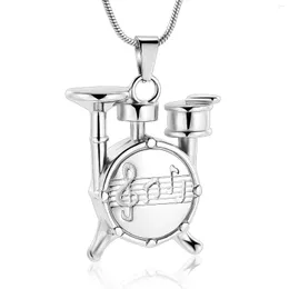 Catene un unico set di tamburi Music Charm Necklace Urn Pet/Human Cremation Pendant Jewelry for Ashes