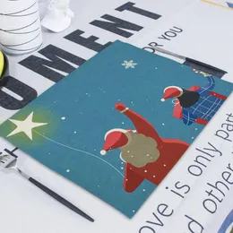Tovagliette natalizie cartone animato individuale Babbo Natale stampato tappetino per tazza infantile per tovagliette da cucina