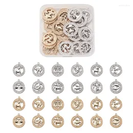 Charms 24Pcs Vintage Fashion 12 Constellation Zodiac Sign Pendants Gold/Silver For Women Necklace Bracelet DIY Jewelry MakingCharms