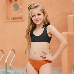 Kvinnors badkläder Kvinnor Seashy 5-14 år Kids Toddler Bikinis Set Teen Girls Two Piece Bow-Knot baddräkt Summer Beach Bathing Suit
