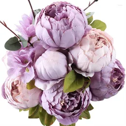 Decorative Flowers 13 Head Artificial Core Peony Simulation Fake Flower Living Room Home Table 1 Pack