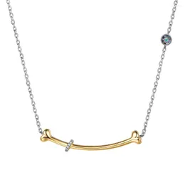 قلادة قلادة Collare 925 Sterling Silver Bar Pendants Girl's Girl's Gift Valentine Nay Jewelry Bone مع النساء P652