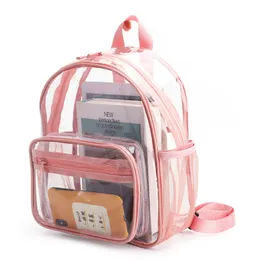 Durchsichtiger Rucksack, wasserdichte PVC-Schultasche, transparente Rucksack-Geldbörsen mit verstärktem Riemen, durchsichtige Büchertasche, Bonbonfarbe