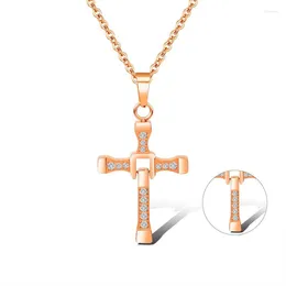 Pendant Necklaces Megin D Romantic Luxury Simple Rose Golden Cross Titanium Steel For Men Women Couple Friend Fashion Gift Jewelry