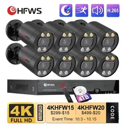 IP -camera's hfwvision 4K beveiligingssysteem POE 8MP Video Surveillance Set 8ch NVR Kit CCTV Recording Outdoor IP 221022