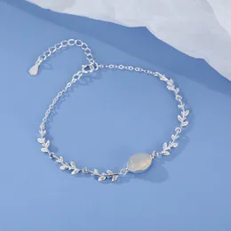 Link Bracelets Crystal Oval Leaf Charm Bracelet &Bangle For Women Handmade Party 2022 Fashion Korean Jewelry Gift Bijoux Femme Sl564