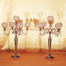 Tabele dekoracyjne centralne 5 głów Crystal Candle Holder/Crystal Candelabra Wedding Stable Centerpiece imprezy Dekorun