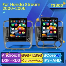 Android 11 CAR DVD-radiospelare för Honda Stream på MT 2000-2005 Tesla Style Autoradio Multimedia Carplay Auto 2Din BT