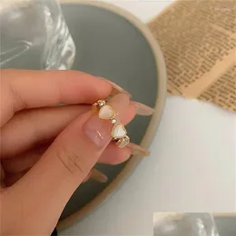 Fedi nuziali Fedi nuziali Opale per le donne Design di nicchia Trendy Cuore Indice Anel Anello di apertura Accessori da sposa Anelli Femal Dhoed