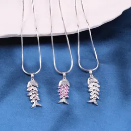 Anhänger Halsketten 2022 Mode Frauen Fishbone Halskette Handgemachte Design Schlüsselbein Kette Original Fisch Zubehör Schmuck Freunde