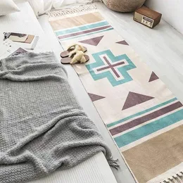 Dywany 40 Ręcznie Tassel Tkany bawełniany lniany dywan Bórek Dywany geometryczny mata podłogowa długa łóżko Tapestry Dekoracja domu