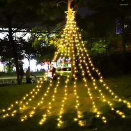 Strings świąteczne dekoracja światła 9x3,5 cm 317LLD Star String Tree Topper Fairy for Holiday Party Patio Gate