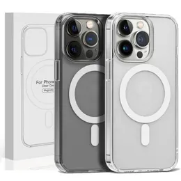 Magsoge Transparent Case Magnetyczne bezprzewodowe ładowanie dla iPhone'a 15 14 12 11 13 Pro Max Mini XR XS 7 8 Plus SE tylna pokrywa