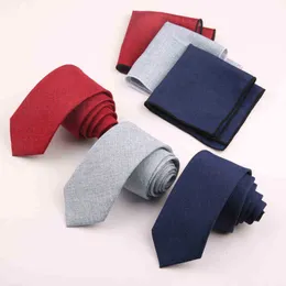 Linbaiway Mens Skinny Tiespocket Square Set Man Business Casual Solid Cotton Neck Tie Handkerchief Set Custom J220816
