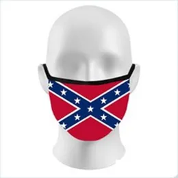 Designer Masks Confederate Flags Face Masks Reuseable Mascarilla Washable Respirator Men Women Dustproof Election Flag 3D Printed New Dhd62