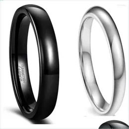 An￩is de casamento an￩is de casamento simples anel liso Anel polido amantes de flutuados de 4 mm de 4 mm de largura Sier tungsten Steel Brit22 Delive Delive Dhl1y