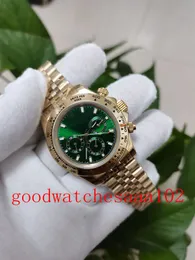 Relógios de luxo Relógios masculinos Dial verde de 40 mm 116508 sem cronógrafo MOVIMENTO MECHIANO AUTROMÁTICO ETA 18K Bracelete de aço inoxidável amarelo de ouro