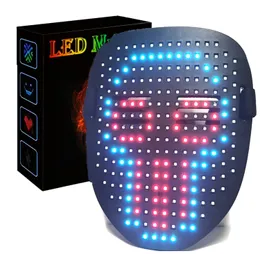 LED MASK Display Gest Control Face Changing Halloween Masquerade Costumes Christmas Rave Party Light-Up Mask