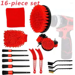 Bilbricka 16st Wash Detalj Borste Auto Cleaning Tools Set Dashboard Accessories Electric Drill