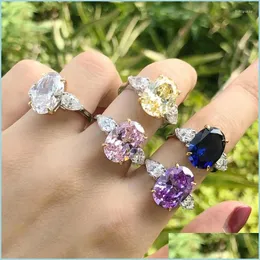 Обручальные кольца обручальные кольца роскошная вечеринка циркона для женщин высочайший качественный цвет блестящий кольцо Mticolor Direwry Gift Ladies De Dhsfi