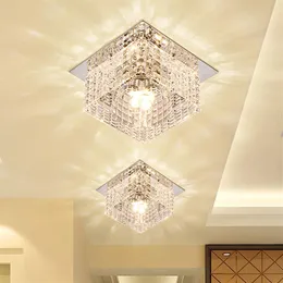 Lâmpada quadrada LED Spotlight Lamp Modern Crystal Glass 5W Luzes de teto LED Sala de estar do corredor Cristal do corredor Cristal downlight Dia10cm249w