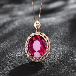 Naszyjniki wiszące 18K Rose Gold Ruby Mikro-inkon-inkon-inkon europejski i amerykański luksusowy bankiet Naszyjnik biżuterii Prezenty modowe