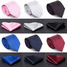 Men's Tie Solid Handkerchief Tie Set Fashion Black Red For Man Das Party Gift Man Wedding Formal Clothing Accessories J220816