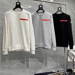 Designer Fashion Prad Felpa con cappuccio da uomo Autunno Nuova coppia casual Girocollo Striscia rossa Stampa di lettere Tinta unita Maglione a maniche lunghe Tendenza