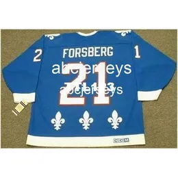 #21 PETER FORSBERG Quebec Nordiques 1994 CCM Vintage Home Hockey Jersey Stitch any name number