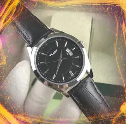 Designer de luxo Classic Fashion Men Quartz Watch 41mm Tr￪s STICHES Big calend￡rio Dial Sapphire Glass Clock Celure Belt Wristwatch Presente de Natal favorito