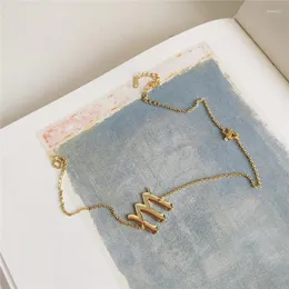 Pendanthalsbrev bokstäver "M" halsband för kvinnor kort guldfärg choker brev Kolye krage smycken 925 Sterling Silver Collier
