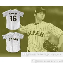 Оптовые мужчины Shohei Ohtani 16 Япония самурай белый полоска бейсбола #16 Шохей Отани сшитый Джерси размер S-XXXL