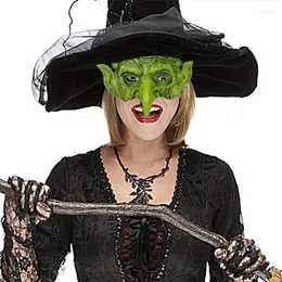 Party Decoration Green Witch Mask Holiday Halloween Christmas Carnival Cosplay Prank Big Event Stage Props Bent Nose Wizard
