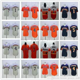 2019th Mens 여성 청소년 야구 유니폼 스티치 4 George Springer 5 Jeff Bagwell 7 Craig Biggio Jersey Orange Grey Red Blue Kids