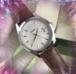 Top Model Luxus Quarzuhr Herren Ledergürtel Präsident Drei Stiche Männlich Retro Großes Kalenderzifferblatt Alle Verbrechen Armbanduhren Montre de Luxe