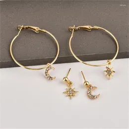 Hoop Earrings Boho Crystal Pearl Set Women Heart Moon Star Cross Geometric Punk Female Earring Vintage Fashion Jewelry 2022