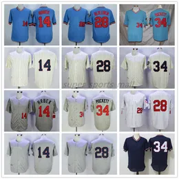 Camisa de beisebol vintage 34 Kirby Puckett 29 Rod Carew 28 Bert Blyleven 14 Kent Hrbek 1969 Homens Mulheres Juventude