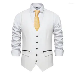 Men's Vests White Vest Men 2022 Brand Solid Formal Single Breasted Casual Slim Waistcoat Wedding Party Gentlemen Business Gilet Homme