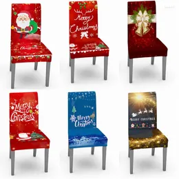 Chair Covers Christmas Cover Stretch Spandex Digital Printed Navidad Funda Silla Kitchen Dining Home Party Xmas Decor