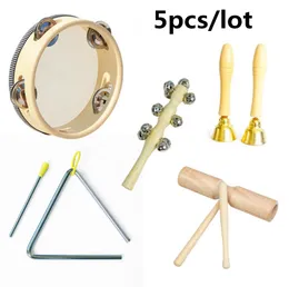 Kindergarten Party Favor Log Orff Orff Percusión Instrumento Juego de juguetes para niños Toque Bell Castanet Sand Hammer Beat Beat Doble Drum Bylesale