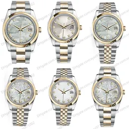 Luxuriöse Unisex-Uhr 2813, automatisch, mechanisch, 116203, weiße Perlmuttuhr, 36 mm, Diamant-Zifferblatt, Saphirglas, Damen-Armbanduhren aus Edelstahl mit goldenem Armband