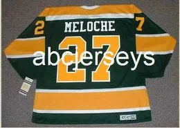 Men Vintage # 27 GILLES MELOCHE California Golden Seals 1972 CCM Hockey Jersey personalizado qualquer número de nome
