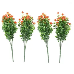 Flores decorativas -16pcs plantas artificiais resistentes a UV ao ar livre arbustos de vegetação de plástico falsificado laranja laranja